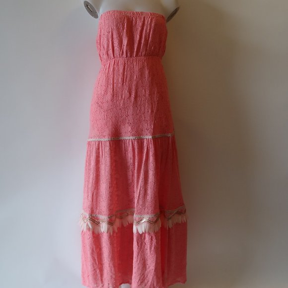NWT PHO FIRENZE CORAL LACE SLEEVELES MAXI DRESS M* - Picture 3 of 11